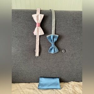 Men’s Adjustable Blue and Pink Bow Tie Set